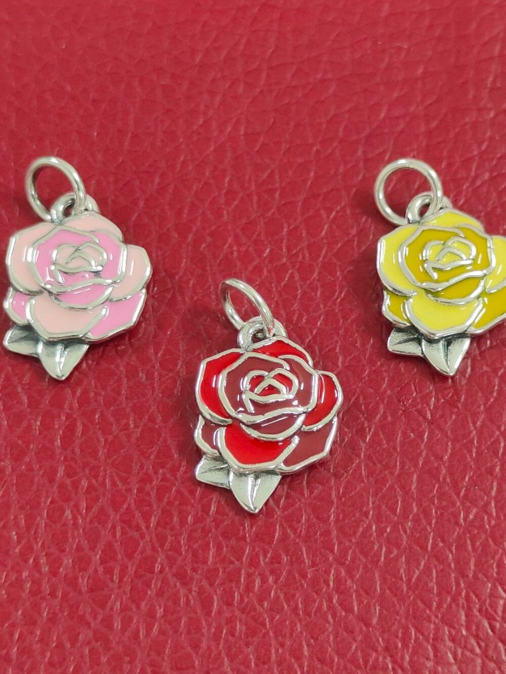 James Avery Enamel Consuela Rose Charm with box